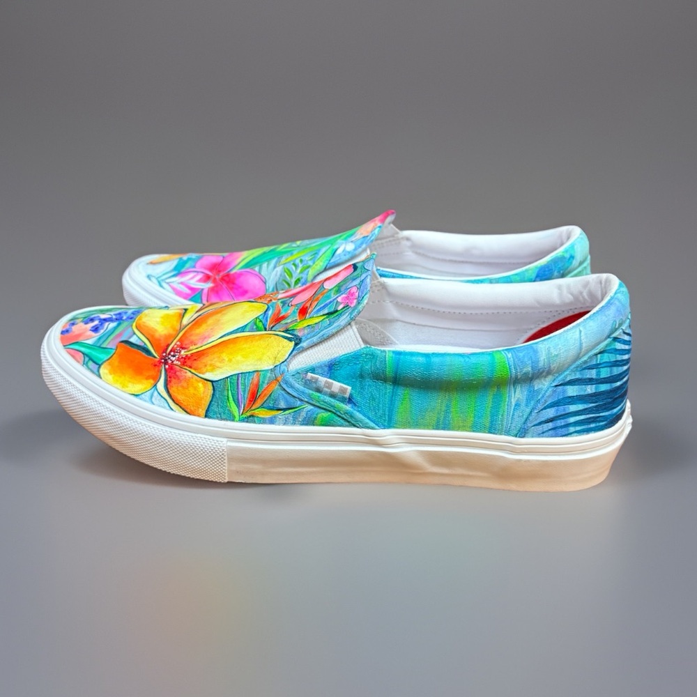 Van’s Custom Handpainted Mens sz 13 Popcrush Skateboarding Island Slip On shoes - Picture 7 of 12